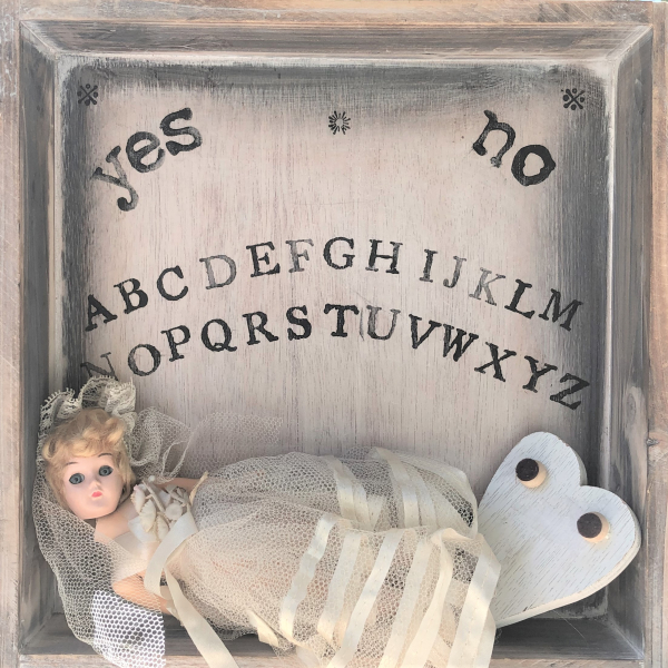 Handmade Wooden Ouija Board Box with Ghost Bride