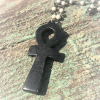 Stained hand carved ox bone ankh symbol pendant necklace