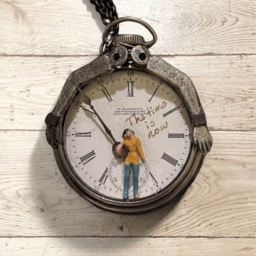 The Time is Now Pendant Vintage pocket watch mixed media pendant