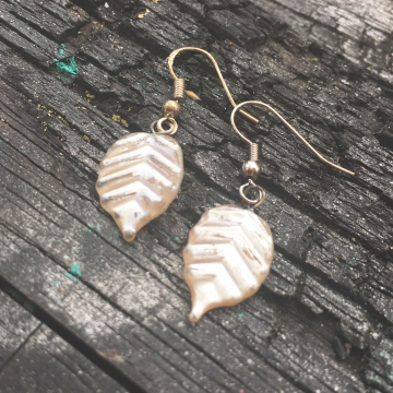 Vintage Glass Leaf Earrings